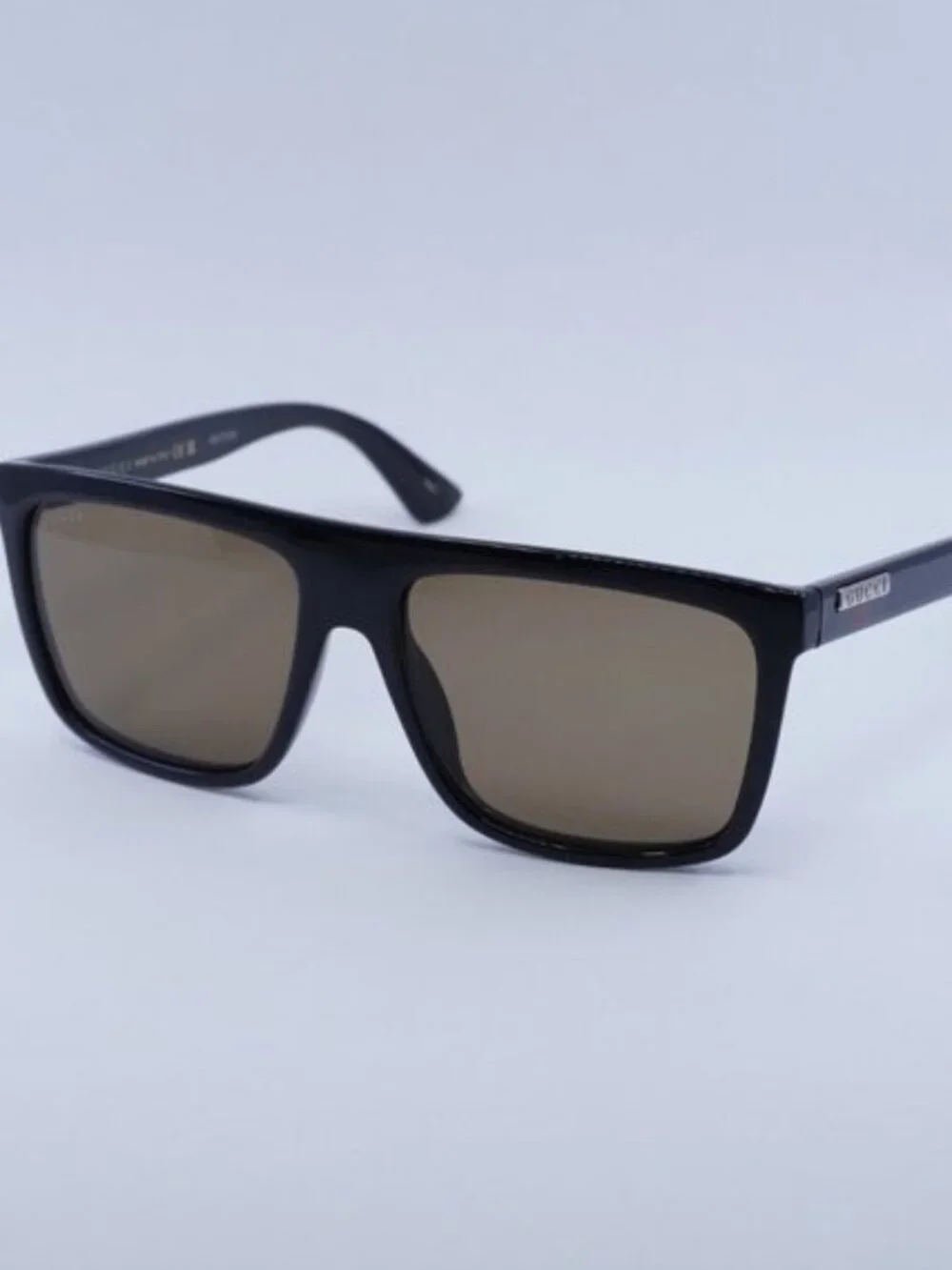 Gucci GG0748S 002 Sunglasses Black Square Frame, Brown Lenses